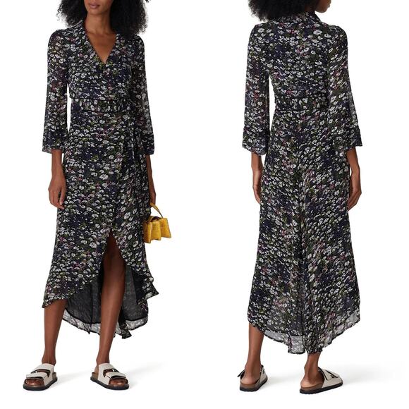 GANNI Floral Georgette Wrap Dress size 36 US 4 NWT - Picture 1 of 12